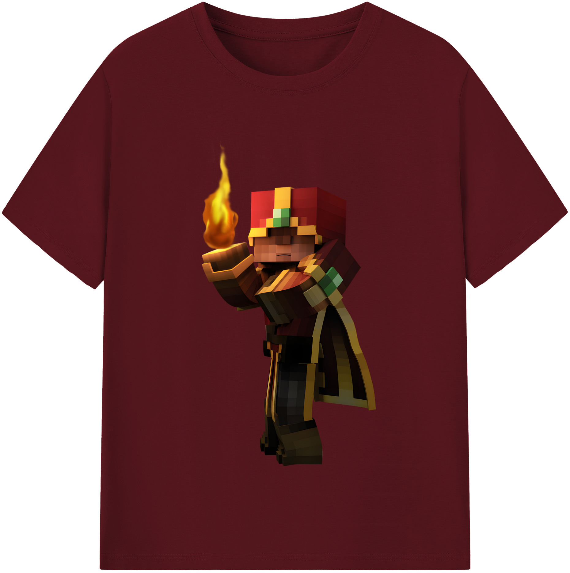 （画像用） マインクラフト ブロックの世界 Minecraft MC Block world 綿100％半袖Tシャツ（フロントプリント）